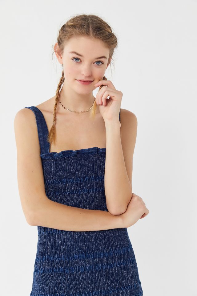 Robe Mini en Denim Smockée Sofia UO #3