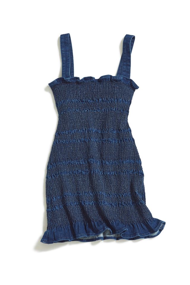 Robe Mini en Denim Smockée Sofia UO #4
