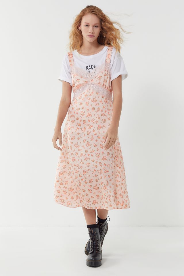 UO Floral Lace Trim Midi Slip Dress #1
