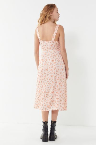 UO Floral Lace Trim Midi Slip Dress | Urban Outfitters