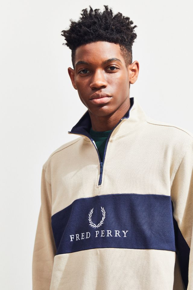 Sweat-Shirt Demi-Zip Col Montant Colorblock Fred Perry #1