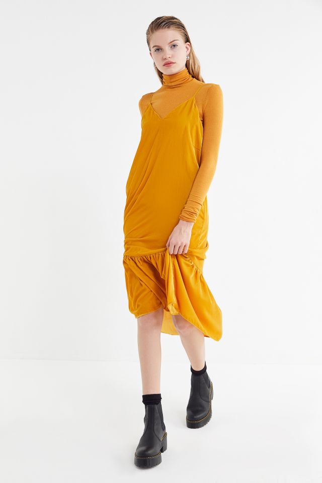 Orange velvet dress urban sales outfitters