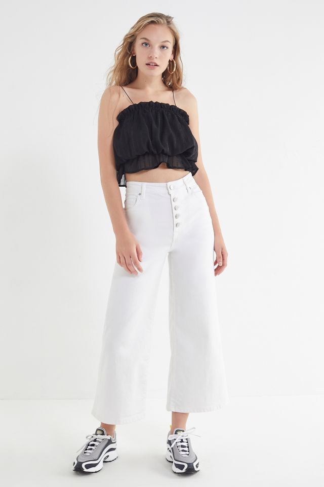 Moon River Ruffle Blouson Cropped Top #2