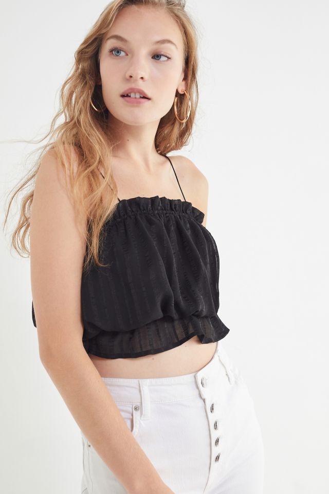 Moon River Ruffle Blouson Cropped Top #3
