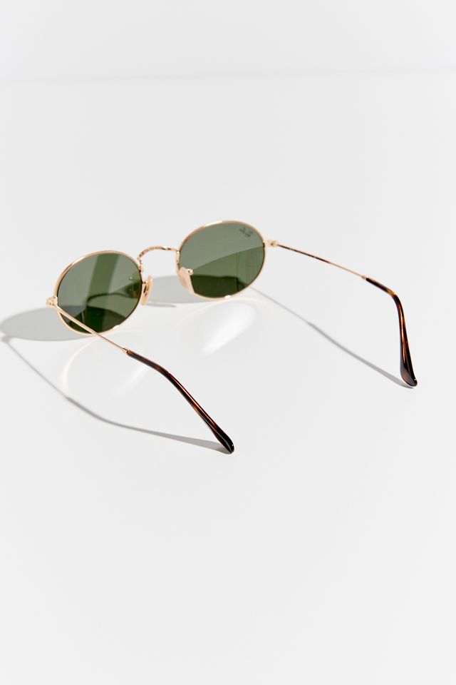 Urban Outfitters essential metal Gold and Green Sunglasses UO Essential Slim Metal Rectangle Sunglasses | Urban Outfitters main image 3