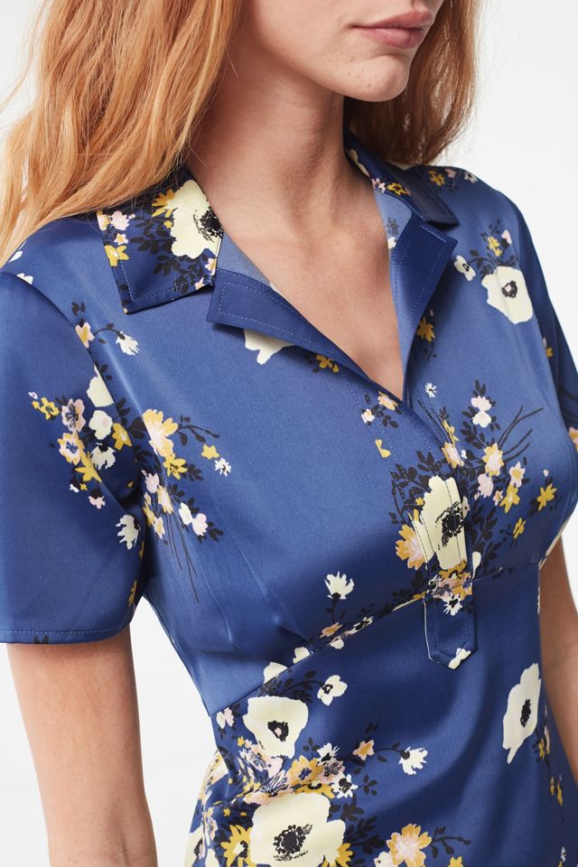 UO Lainey Satin Empire Waist Shirt Dress | Urban Outfitters