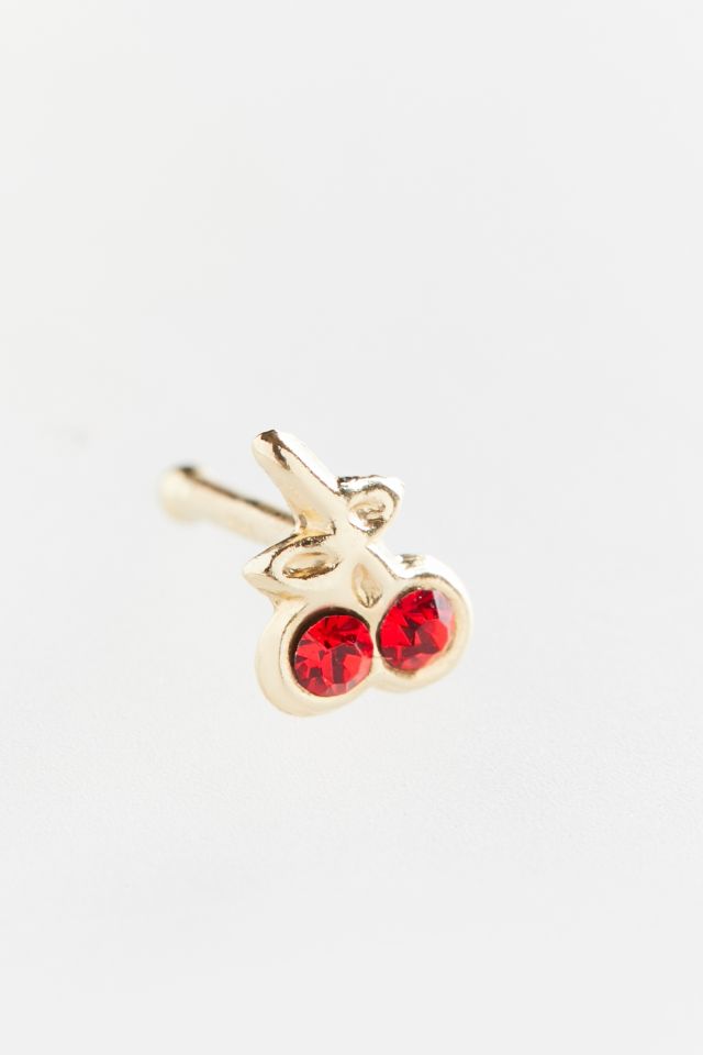 14K Gold CZ Cherry Nose Stud | Urban Outfitters