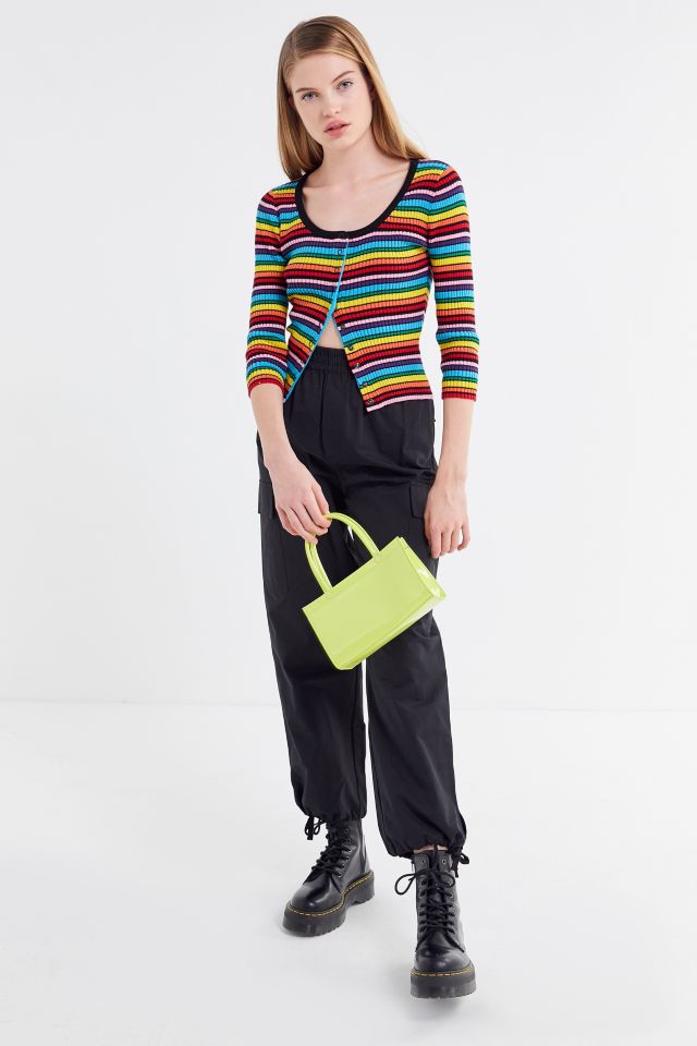 Lazy Oaf Rainbow Ribbed Button-Down Cardigan  #3