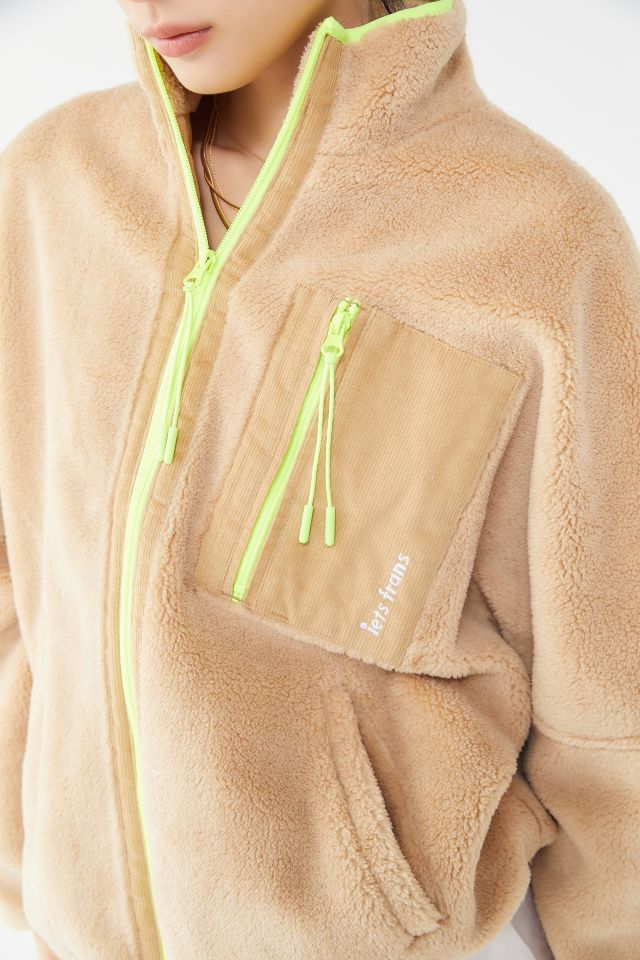 iets frans… Fleece Neon Trim Zip-Front Jacket #1
