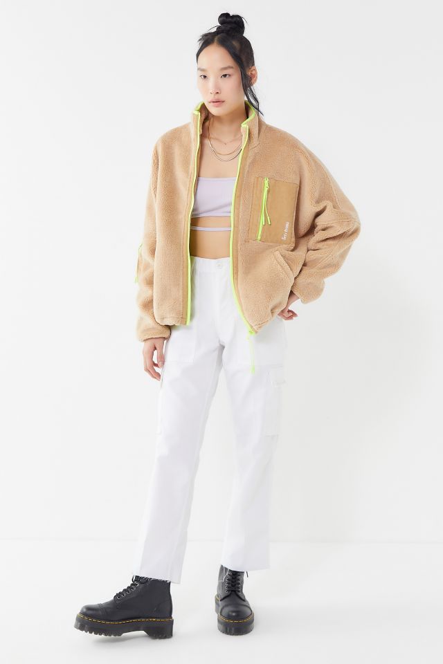 iets frans… Fleece Neon Trim Zip-Front Jacket #3