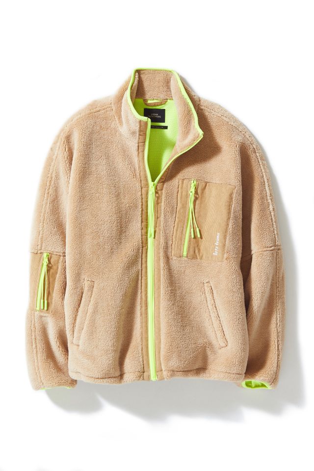 iets frans… Fleece Neon Trim Zip-Front Jacket #4