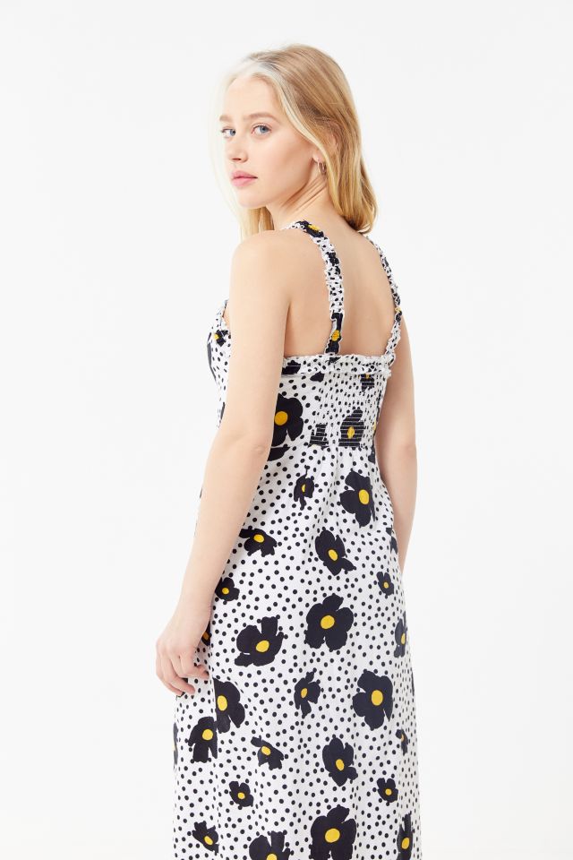 Robe Mi-Longue UO Remy en Lin à Encolure Carrée et Volants #1