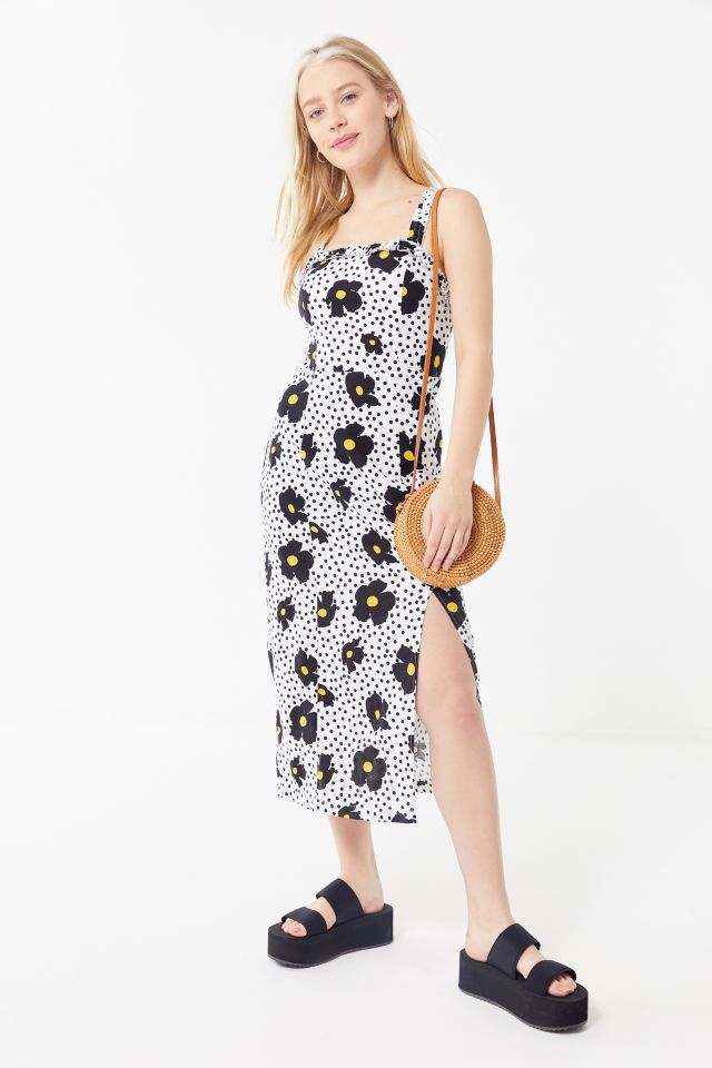 Robe Mi-Longue UO Remy en Lin à Encolure Carrée et Volants #4