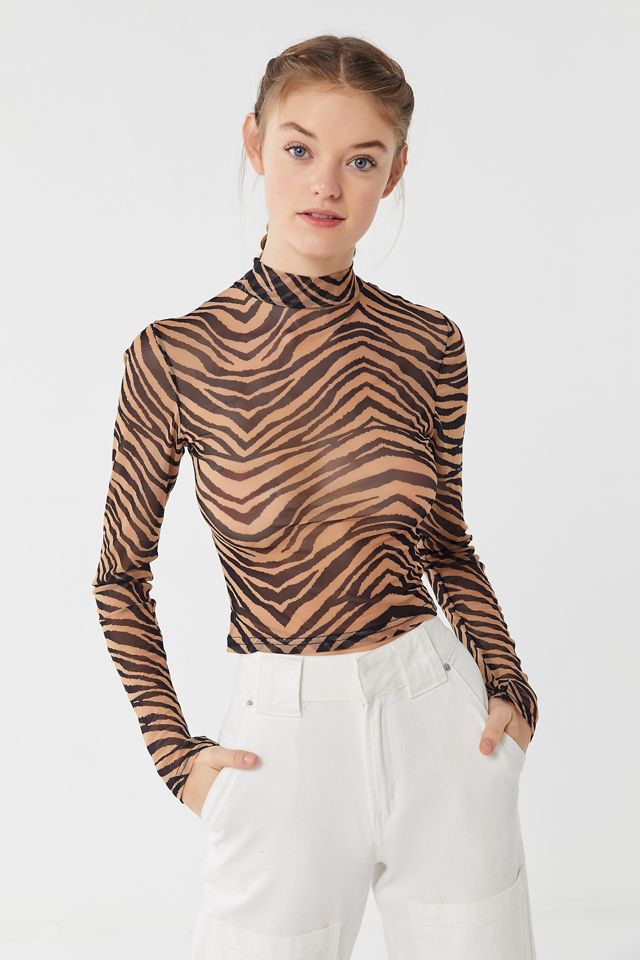 UO Marla Mesh Mock-Neck Top #4