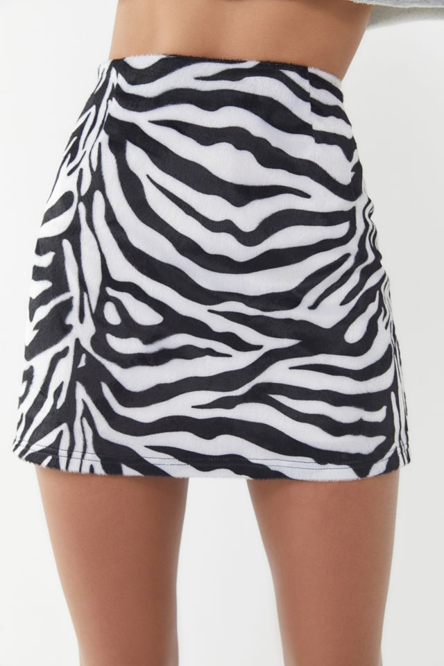 UO Zebra Print Fleece Mini Skirt #3