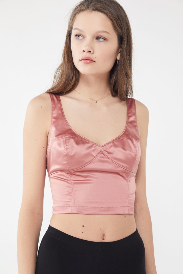UO Gabriella Satin Cropped Tank Top #1