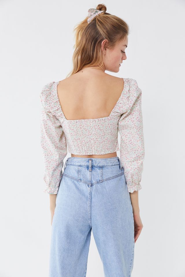 UO Love Struck Floral Hook + Eye Cropped Top #1