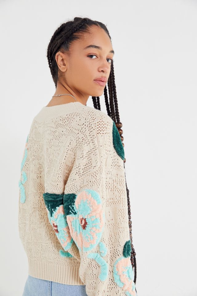 UO Carissa Floral Embroidered Pullover Sweater  #1