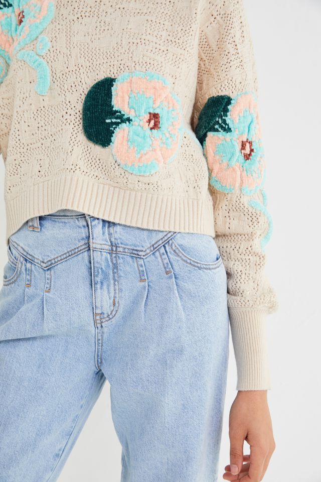 UO Carissa Floral Embroidered Pullover Sweater  #3