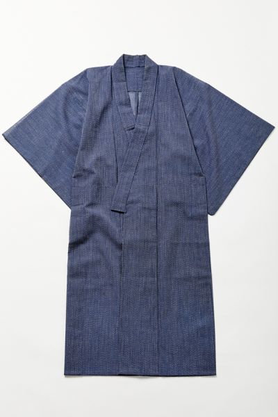 Vintage Blue Pinstripe Longline Yukata Kimono 