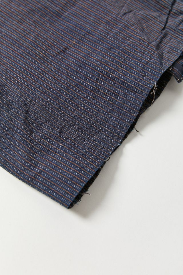 Vintage Blue + Orange Pinstripe Yukata Kimono #3