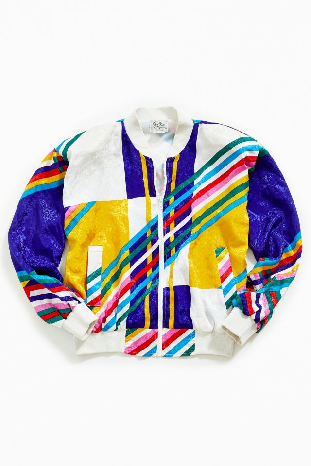 Vintage 90s Rainbow Lines Bomber Jacket Urban Outfitters