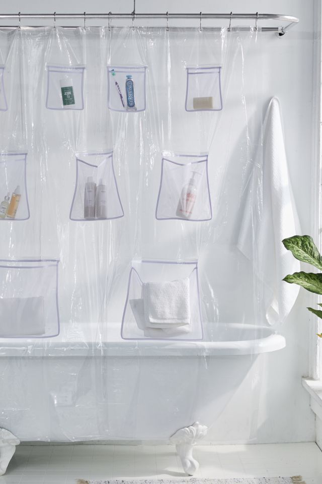 Mesh Pocket Shower Curtain