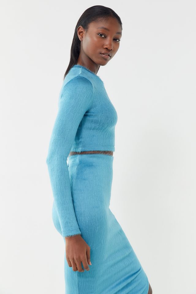 UO Liv Fuzzy Mock-Neck Cropped Top #2