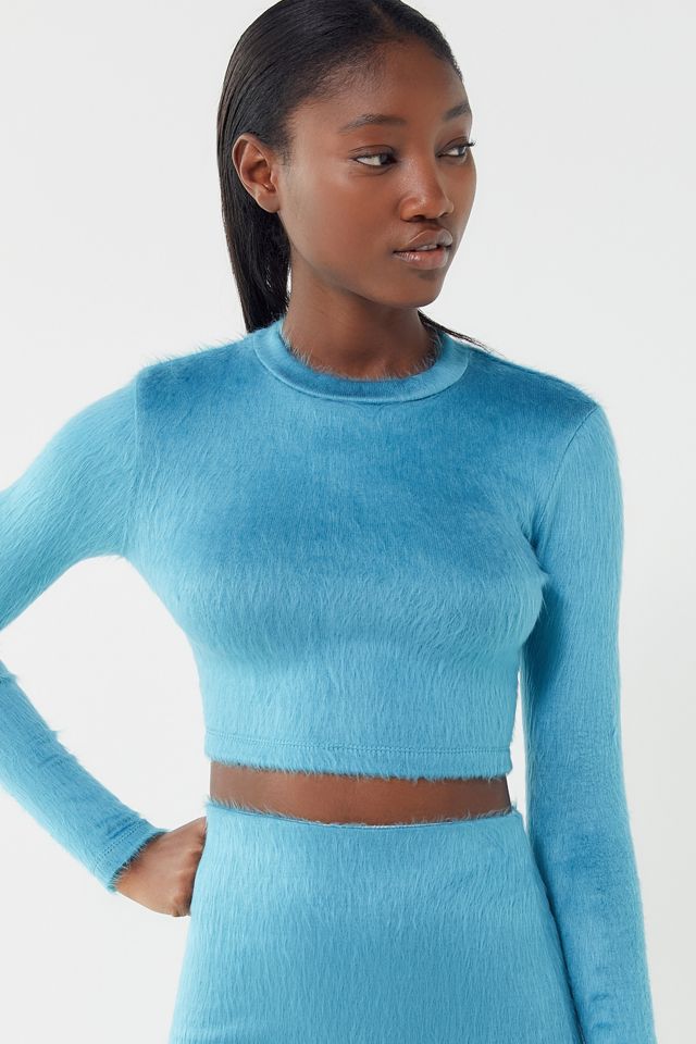 UO Liv Fuzzy Mock-Neck Cropped Top #3