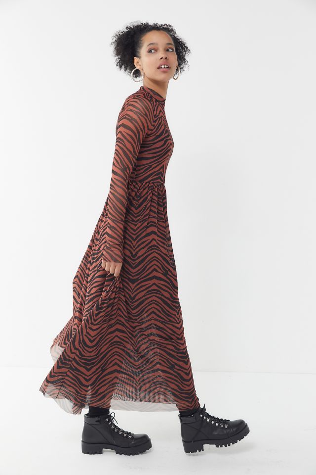 Robe Longue en Filet Imprimé Tigre UO #1