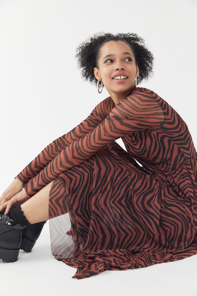 Robe Longue en Filet Imprimé Tigre UO #3