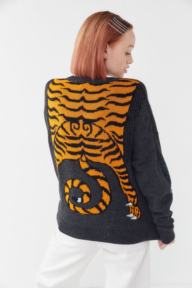 UO Tiger Intarsia Knit Pullover Sweater