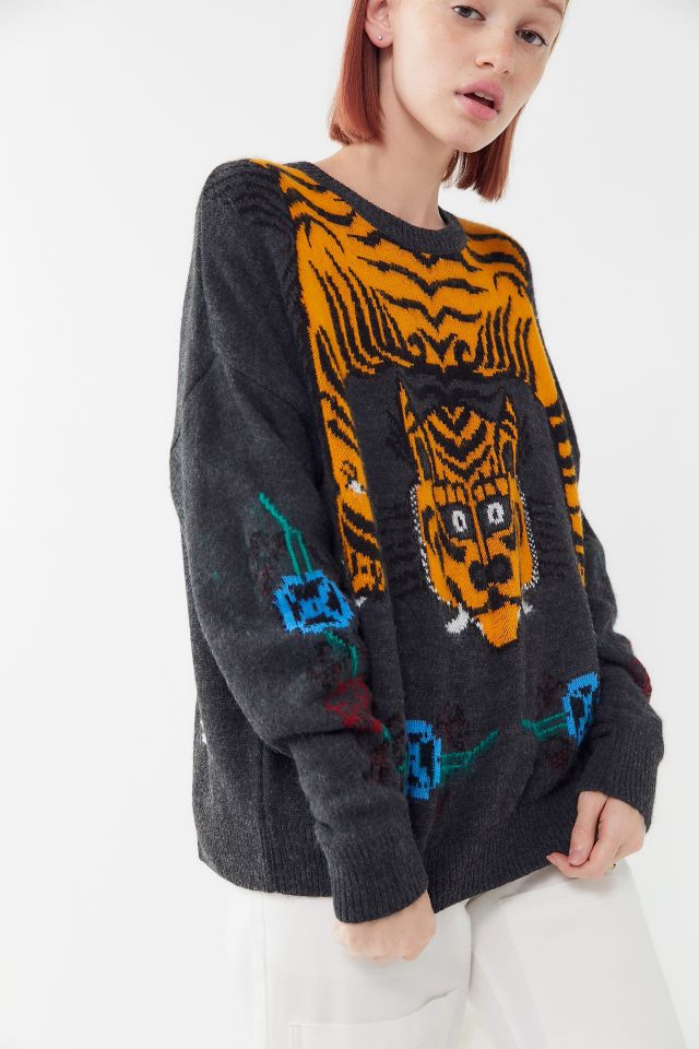 Chandail Ras Du Cou Intarsia Tigre UO #3
