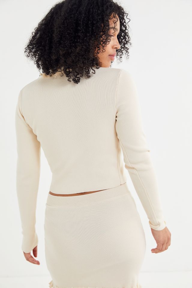 UO Ribbed Ruffle Trim Cardigan #2