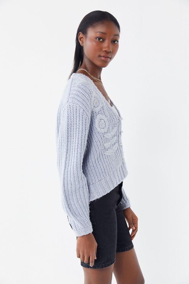 UO Gwendolin Shimmer Button-Front Cardigan #3