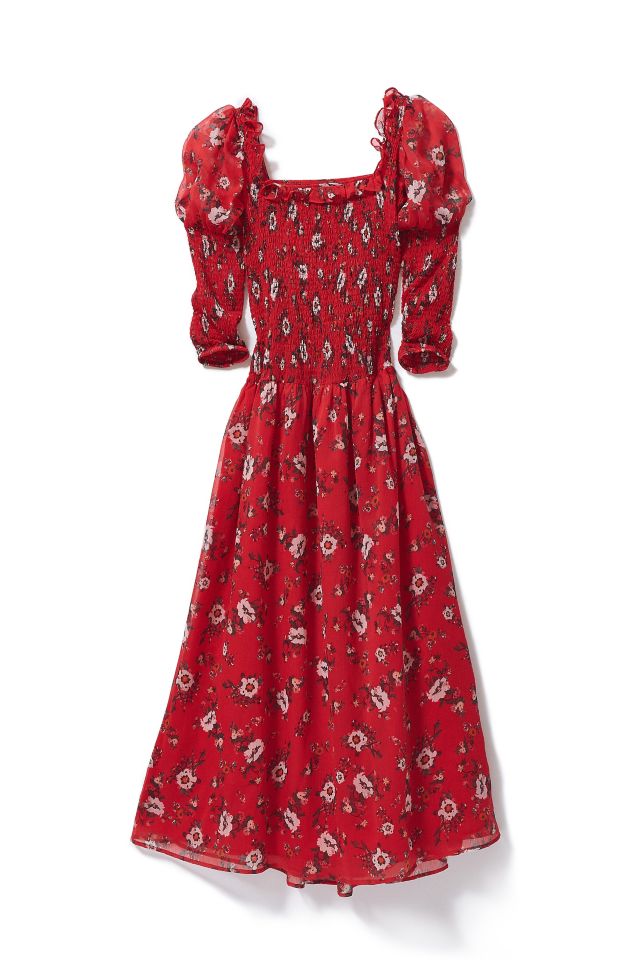UO Greta Floral Smocked Puff Sleeve Maxi Dress #4
