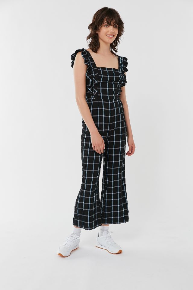 Uo emerson gingham store ruffle jumpsuit