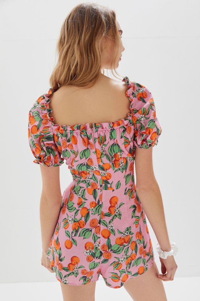 Finders Keepers Aranciata Ruffle Puff Sleeve Romper #1