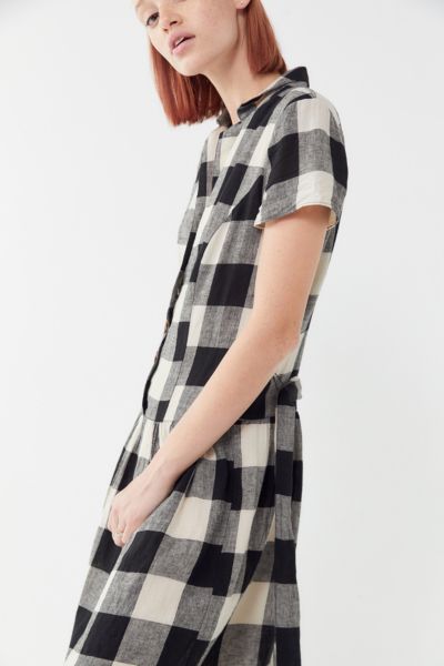 uo natalie linen belted shirt dress