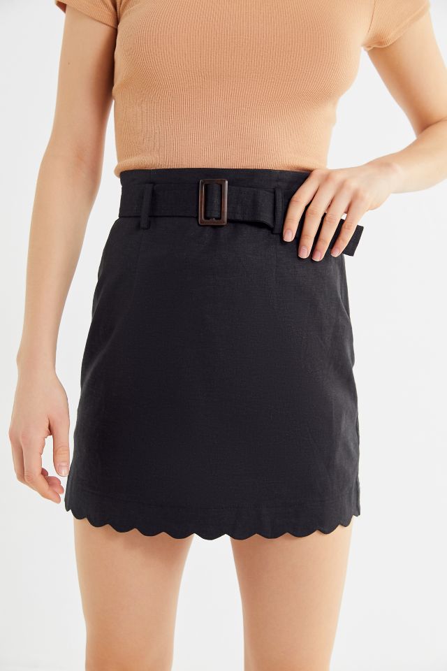 UO Grace Linen Scallop Mini Skirt #1