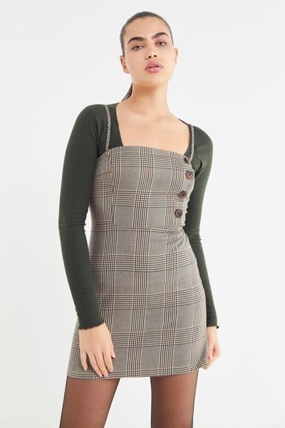 UO Danielle Plaid Straight-Neck Mini Dress | Urban Outfitters Canada