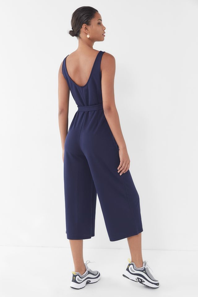 UO Corinne Cupro Belted Button-Front Jumpsuit #2