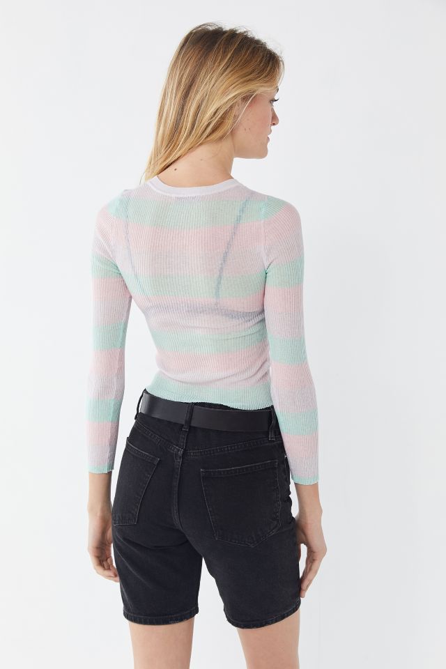 UO Mabel Striped Long Sleeve Cropped Sweater #3