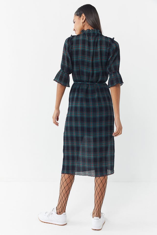 The Fifth Label Tartan Ruffle Trim Midi Dress | Urban Outfitters
