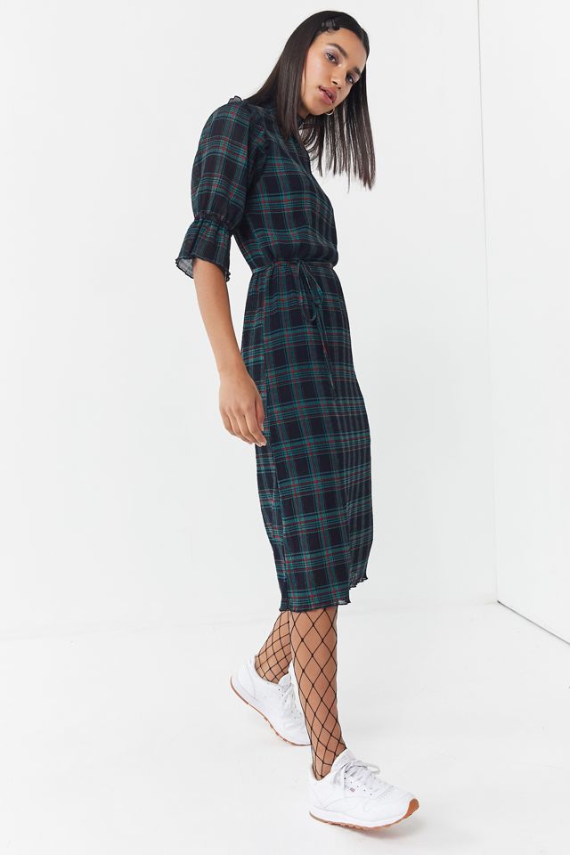 The Fifth Label Tartan Ruffle Trim Midi Dress | Urban Outfitters
