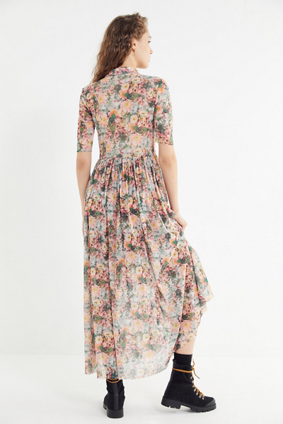 Robe Grunge Maille Urban Outfitters Effie Floral - Taille S - Années 90