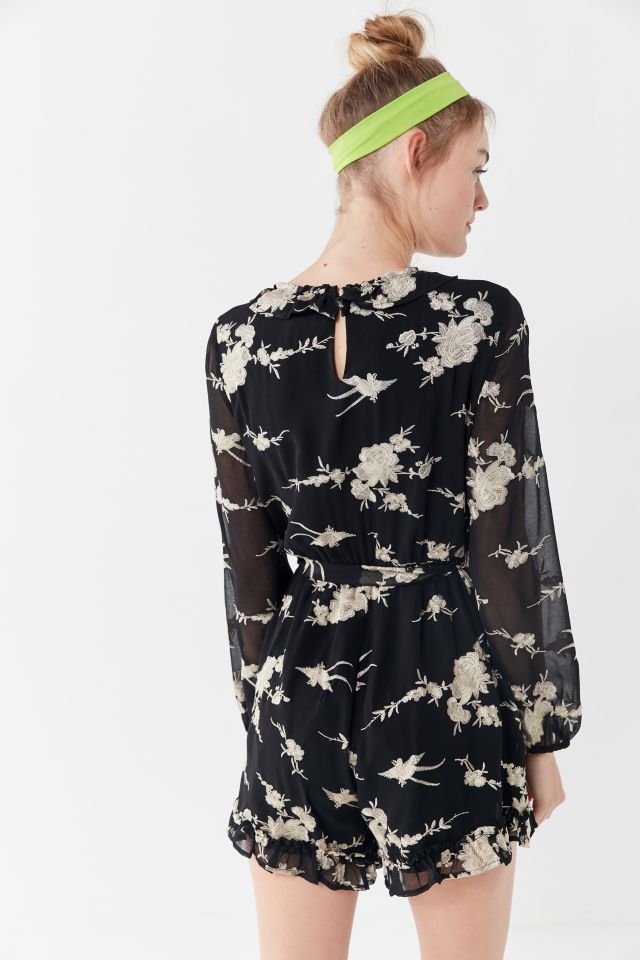 Bardot Floral Embroidered Long Sleeve Romper #2