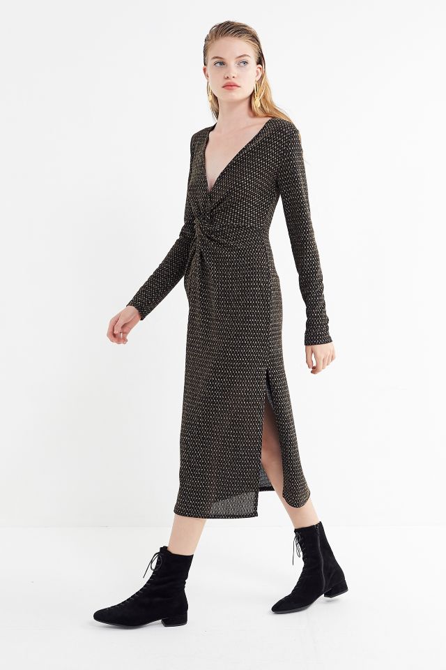 UO Plunging Twist-Front Midi Dress #1