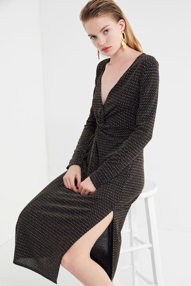 UO Plunging Twist-Front Midi Dress #3