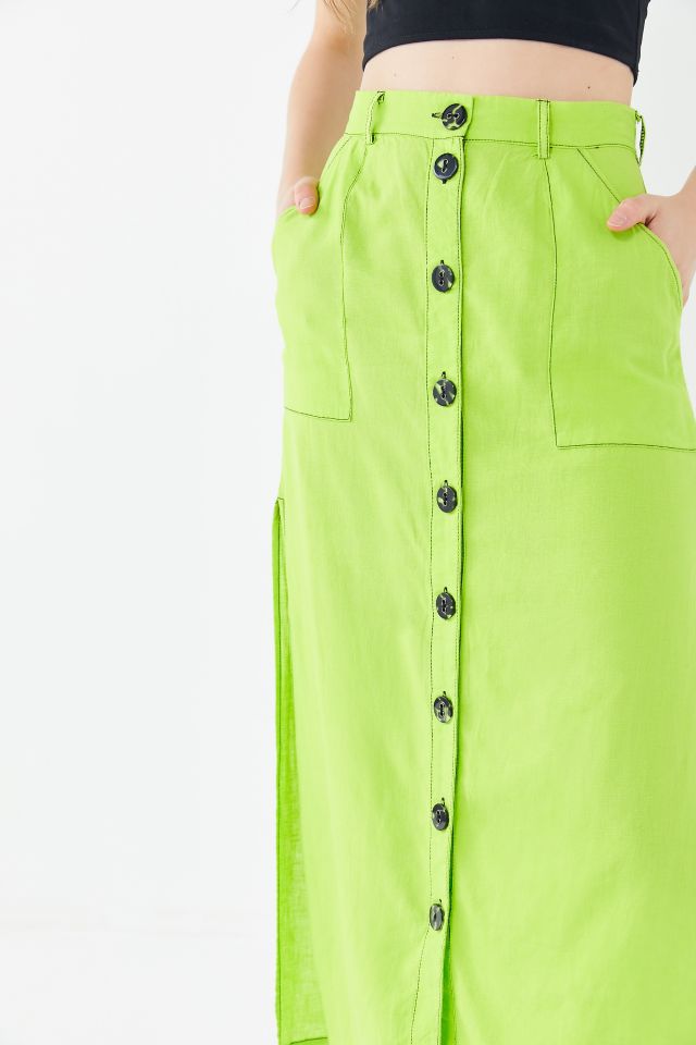UO Lindsey Slit Button-Front Utility Skirt #3